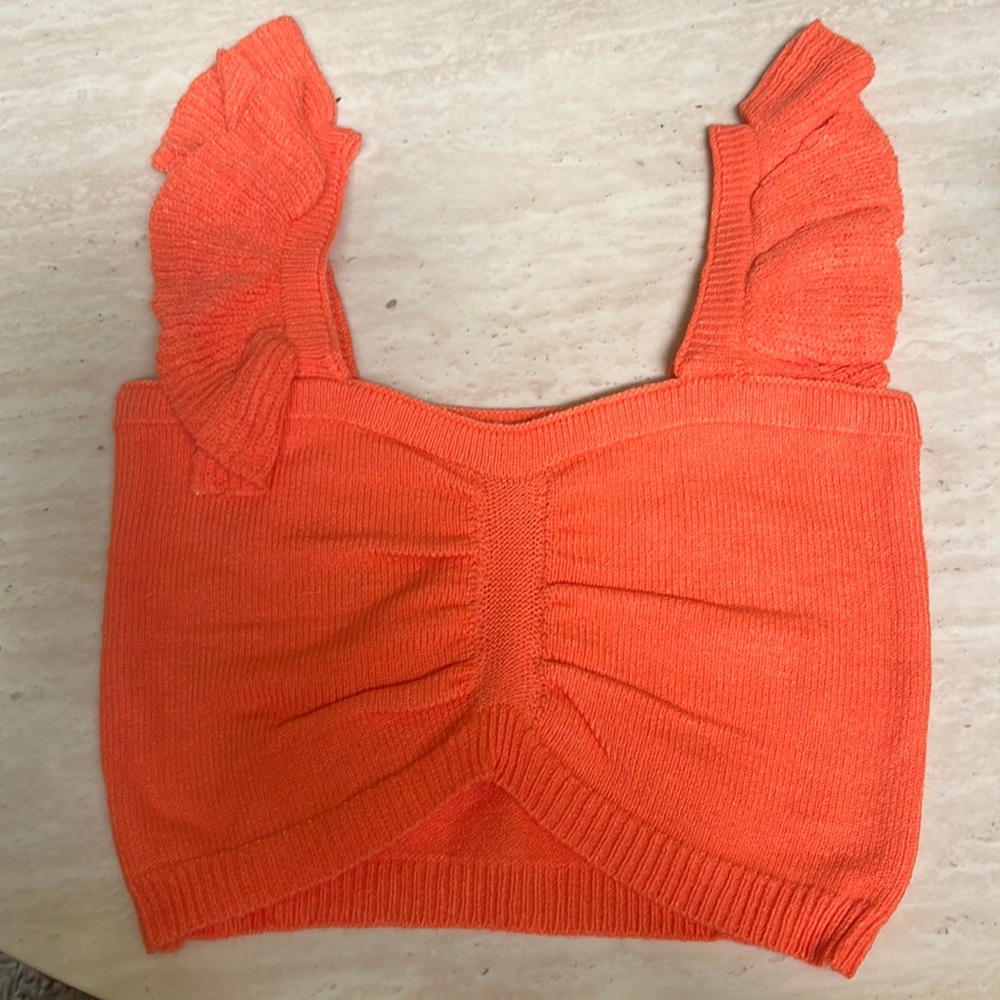 Boutique Top : Ruffle sleeves and cropped
